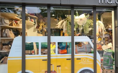 Décoration vitrine Maroquinerie – Soldes d’été